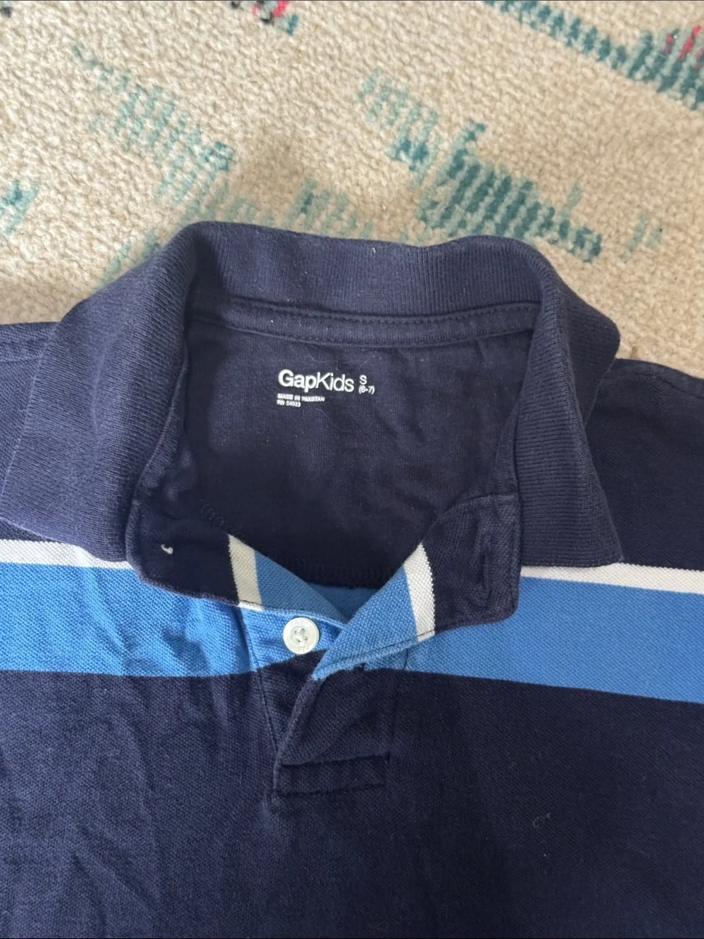 GAP Navy, Light Blue & White Horizontal Stripe Polo